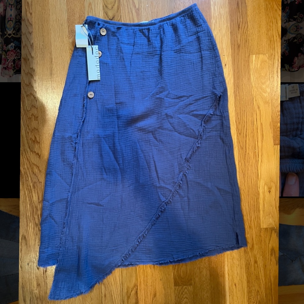 Mododoc midi faux button skirt